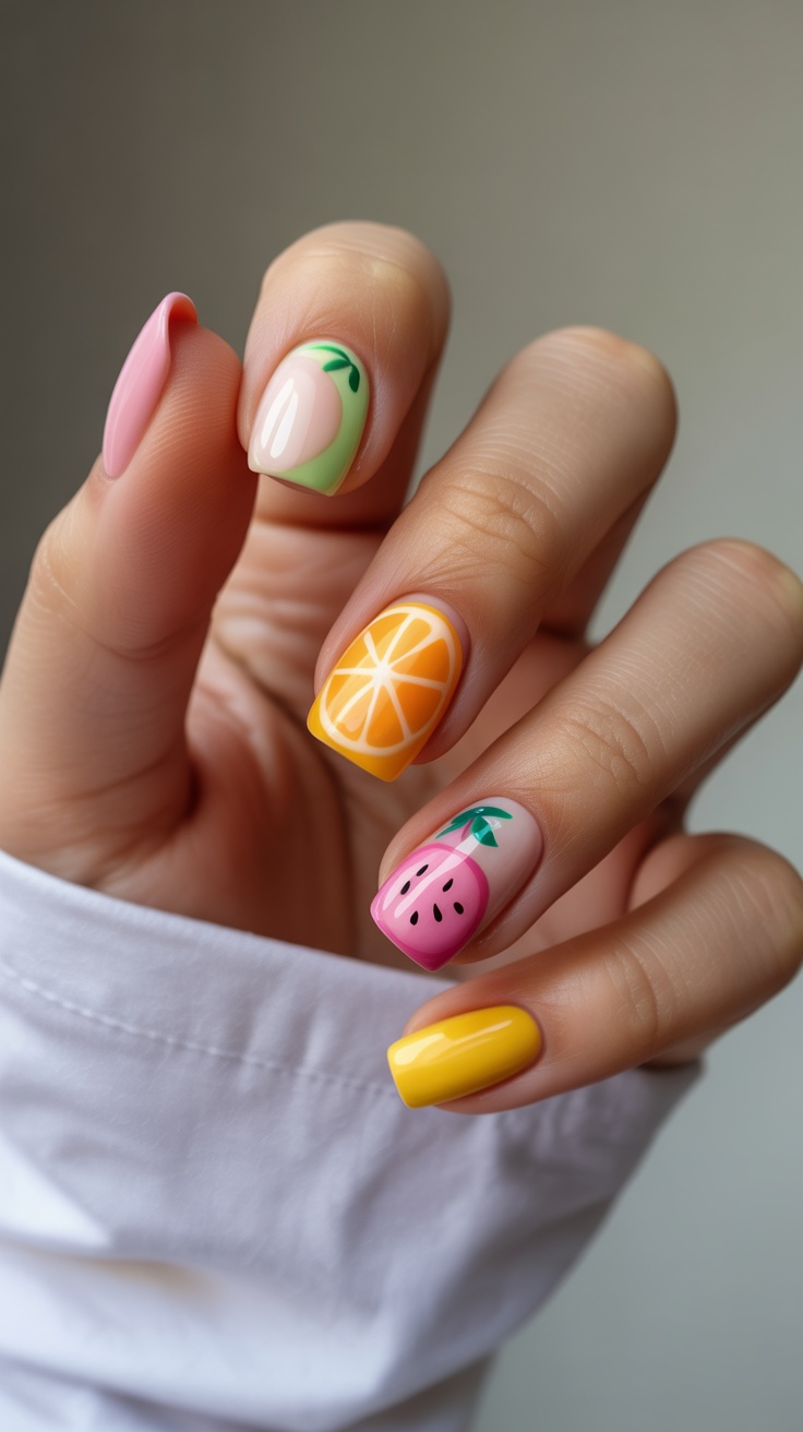 chic summer coffin nail trends 2025 featuring playful design elements and modern nail art innovations